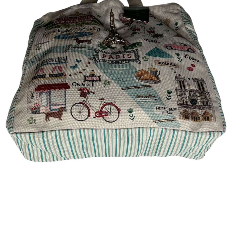 Rare Paris Themed Tote Bag - Cream and Tan - Picture 8 of 11